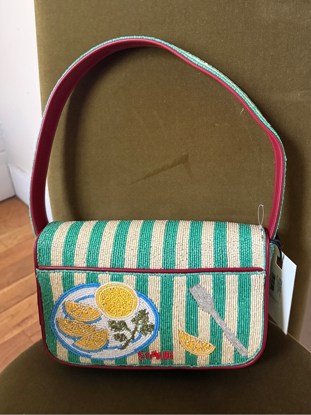 NWT STAUD TOMMY BEADED LOBSTER BAG - Picture 4 of 8